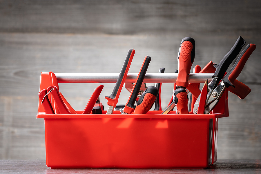 A red toolkit full of red tools